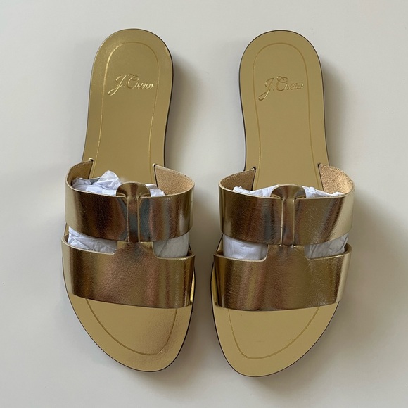 NEW J.Crew Metallic Leather Cyprus Sandals Gold 7 - Picture 5 of 5